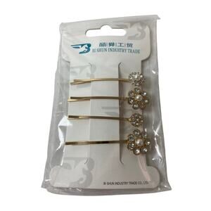 Gold Tone Rhinestone Hair Barrettes - Sparkling Accessory